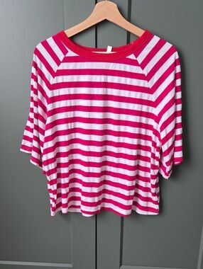 Women's Pink & White Striped Casual Top